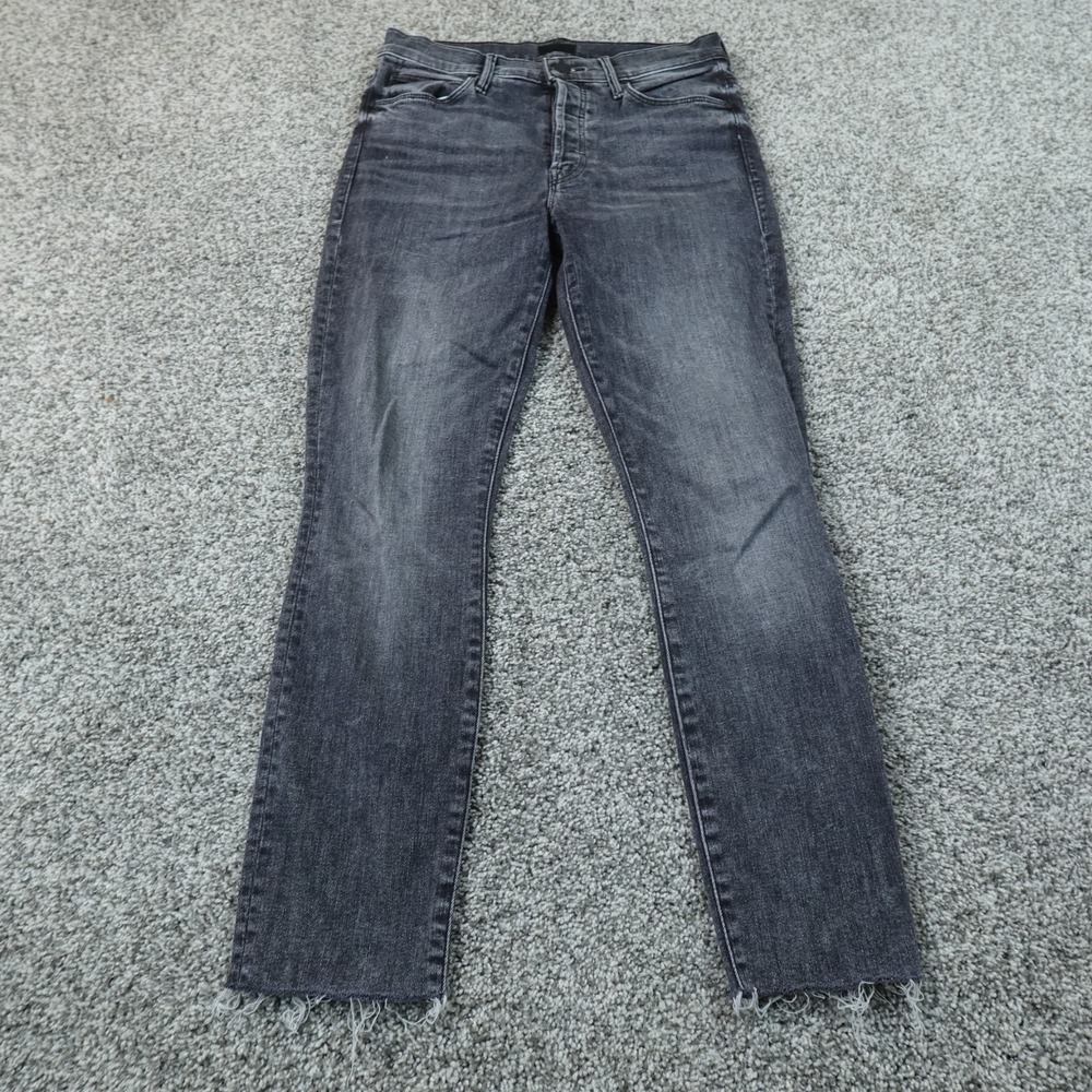 Mother Jeans Womens 26 Black Gray Denim Pants Stunner Ankle Fray Skinny Stretch